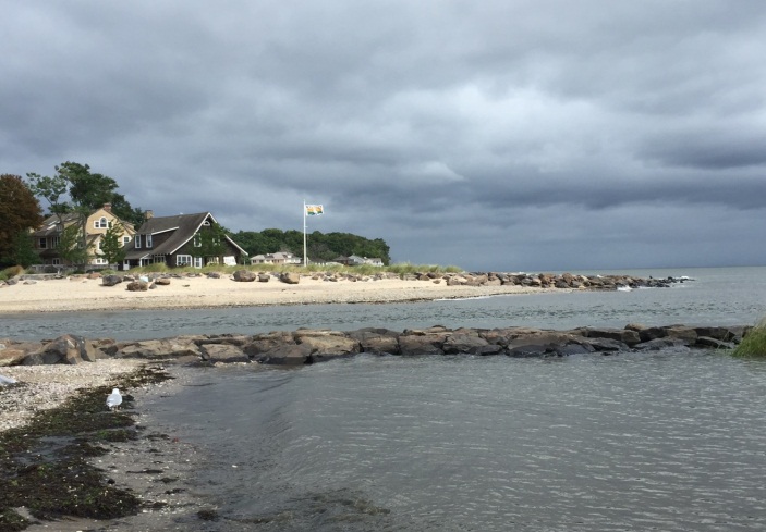 Storm clouds around beach area