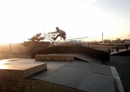 Skateboarder doing tricks